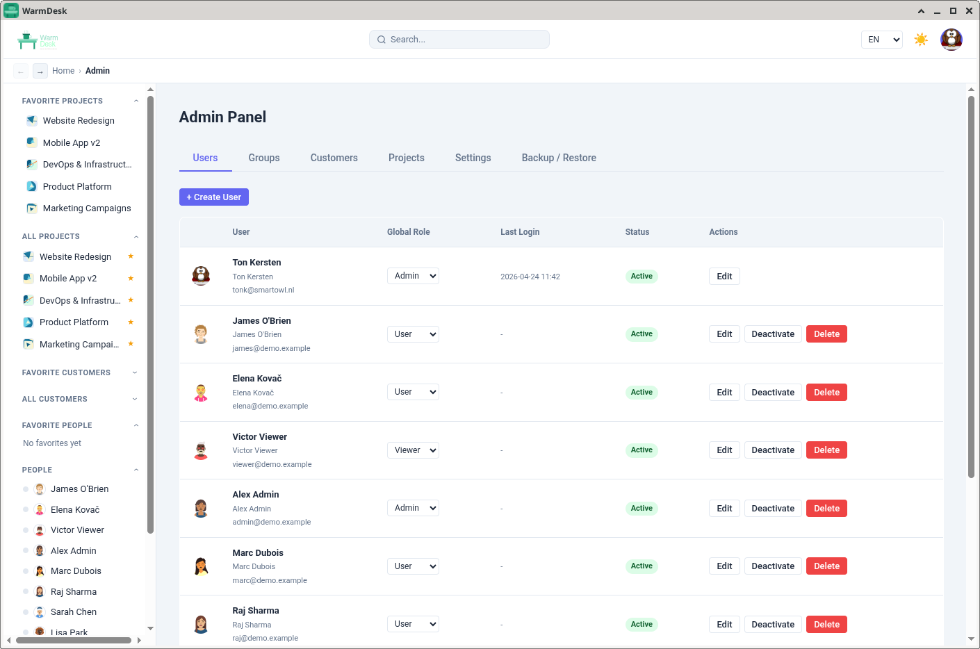 Admin panel